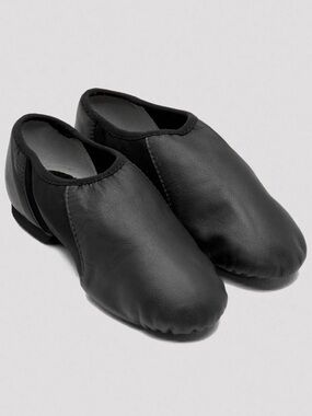 Childrens Neo-Flex Slip On Black Leather Jazz Shoes